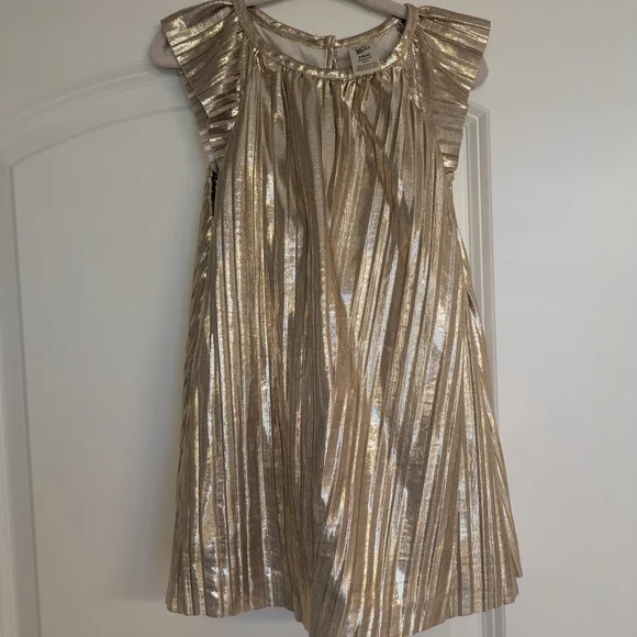 Gold Metallic Pleated Dress - Picture 1 of 2